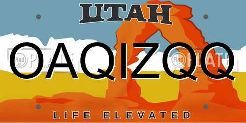 OAQIZQQ Utah License Plate