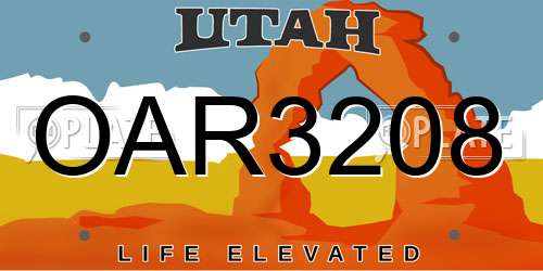OAR3208 Utah License Plate
