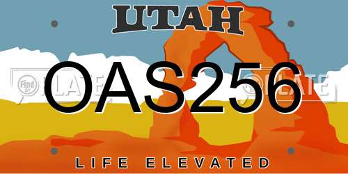 OAS256 Utah License Plate
