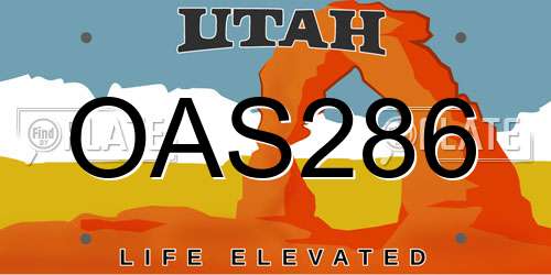 OAS286 Utah License Plate