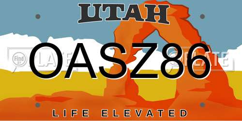 OASZ86 Utah License Plate