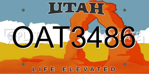 OAT3486 Utah License Plate