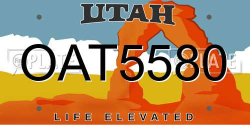 OAT5580 Utah License Plate