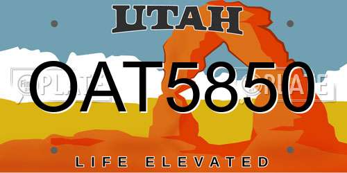 OAT5850 Utah License Plate
