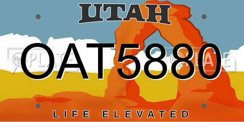 OAT5880 Utah License Plate
