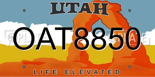 OAT8850 Utah License Plate