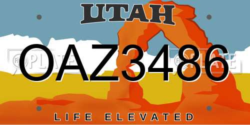 OAZ3486 Utah License Plate