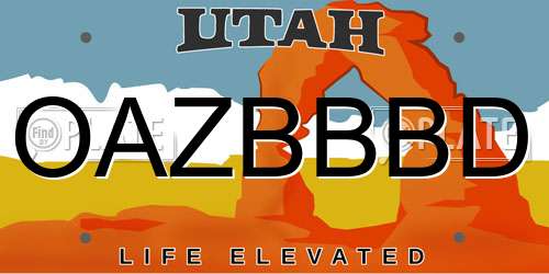 OAZBBBD Utah License Plate