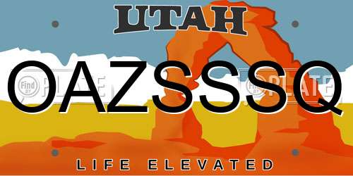 OAZSSSQ Utah License Plate