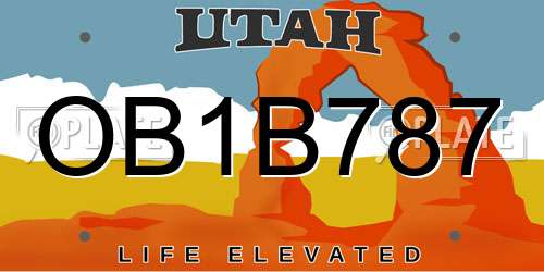 OB1B787 Utah License Plate