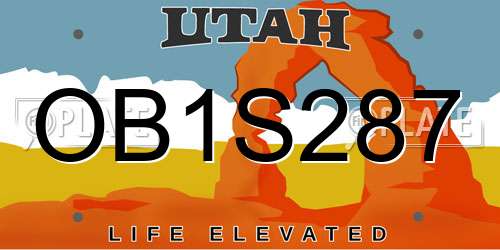 OB1S287 Utah License Plate