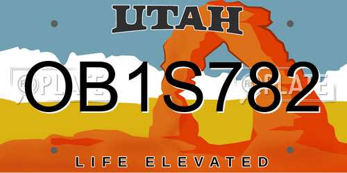OB1S782 Utah License Plate