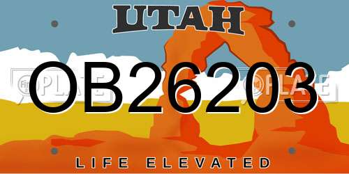 OB26203 Utah License Plate