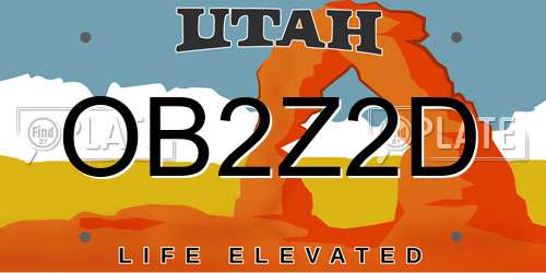 OB2Z2D Utah License Plate