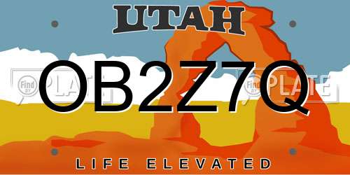 OB2Z7Q Utah License Plate