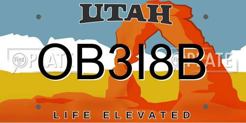 OB3I8B Utah License Plate