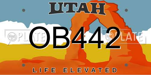 OB442 Utah License Plate