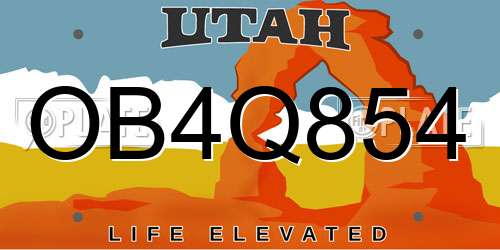 OB4Q854 Utah License Plate