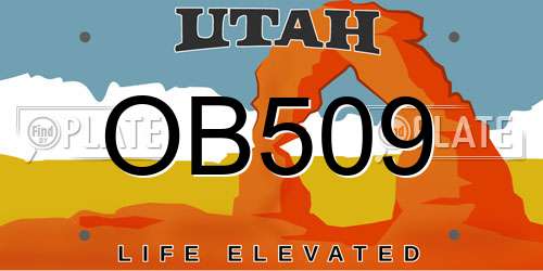 OB509 Utah License Plate