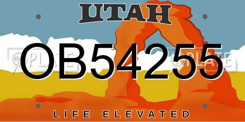 OB54255 Utah License Plate
