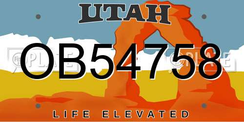 OB54758 Utah License Plate