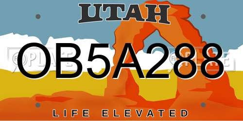 OB5A288 Utah License Plate