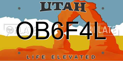 OB6F4L Utah License Plate