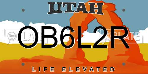 OB6L2R Utah License Plate