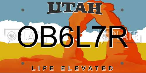OB6L7R Utah License Plate