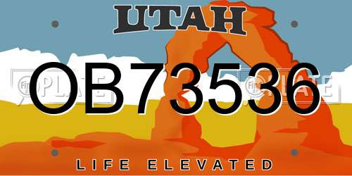 OB73536 Utah License Plate