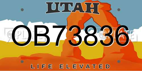 OB73836 Utah License Plate