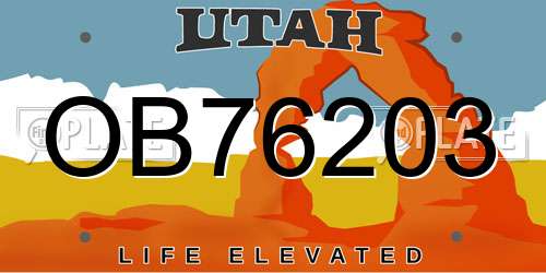 OB76203 Utah License Plate