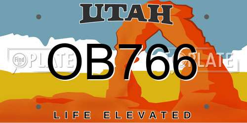 OB766 Utah License Plate