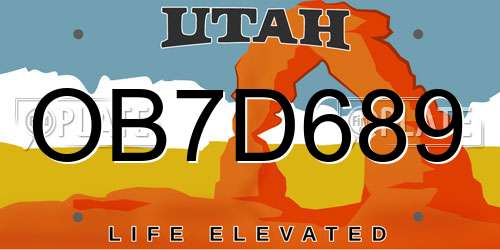 OB7D689 Utah License Plate