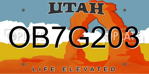 OB7G203 Utah License Plate