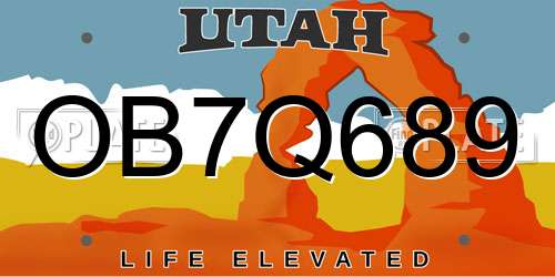 OB7Q689 Utah License Plate