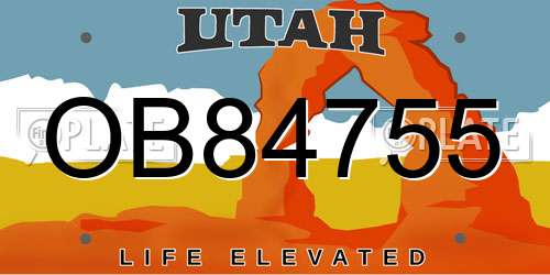 OB84755 Utah License Plate