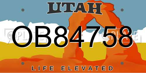 OB84758 Utah License Plate