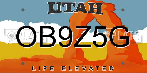 OB9Z5G Utah License Plate