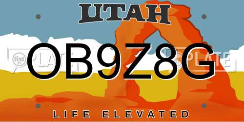 OB9Z8G Utah License Plate