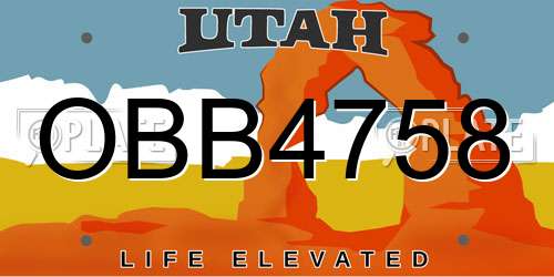 OBB4758 Utah License Plate