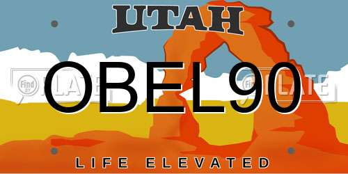 OBEL90 Utah License Plate
