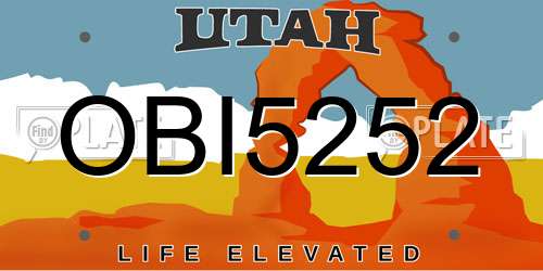 OBI5252 Utah License Plate