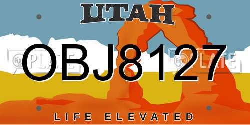 OBJ8127 Utah License Plate
