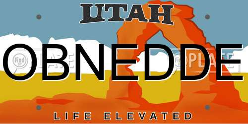 OBNEDDE Utah License Plate