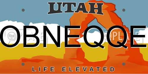 OBNEQQE Utah License Plate