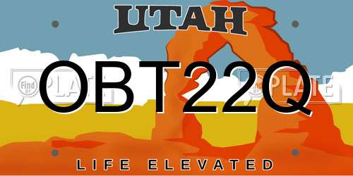 OBT22Q Utah License Plate