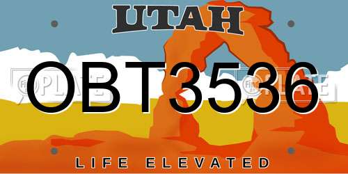 OBT3536 Utah License Plate