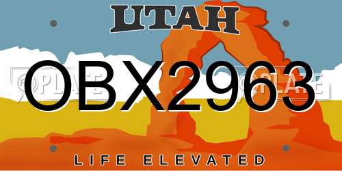 OBX2963 Utah License Plate