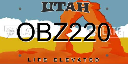 OBZ220 Utah License Plate